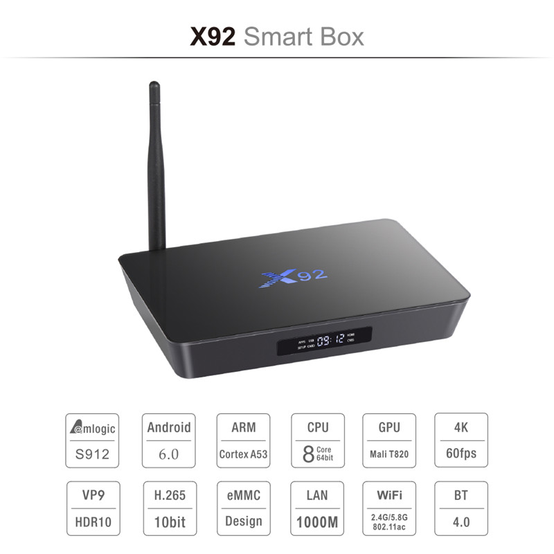 S912 OCTA Core  2.4G/5.8G/  802.11 b/g/n/ac  android 6.0 TV BOX